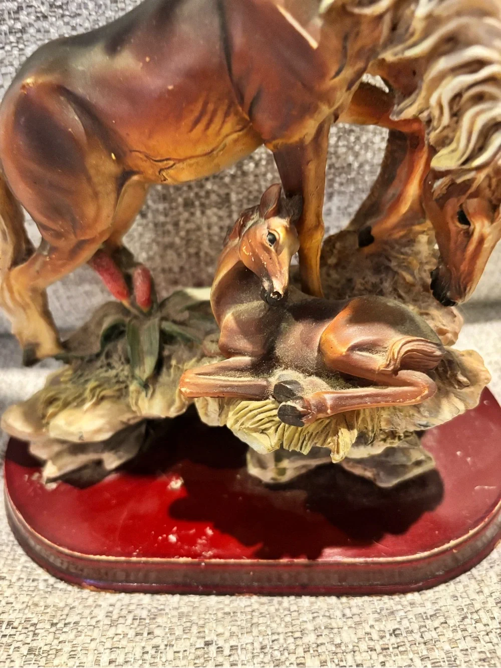 Ornate Horse Table Clock Sculpture - Brown